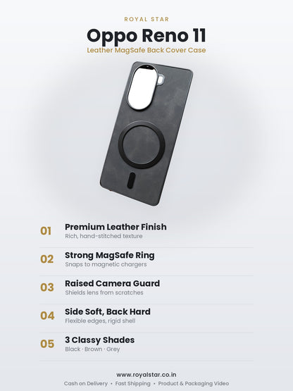 Oppo Reno 11 Leather MagSafe Case features - Royal Star