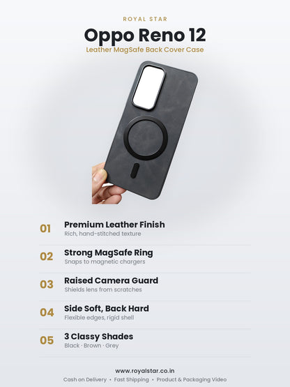 Oppo Reno 12 Leather MagSafe Case features - Royal Star
