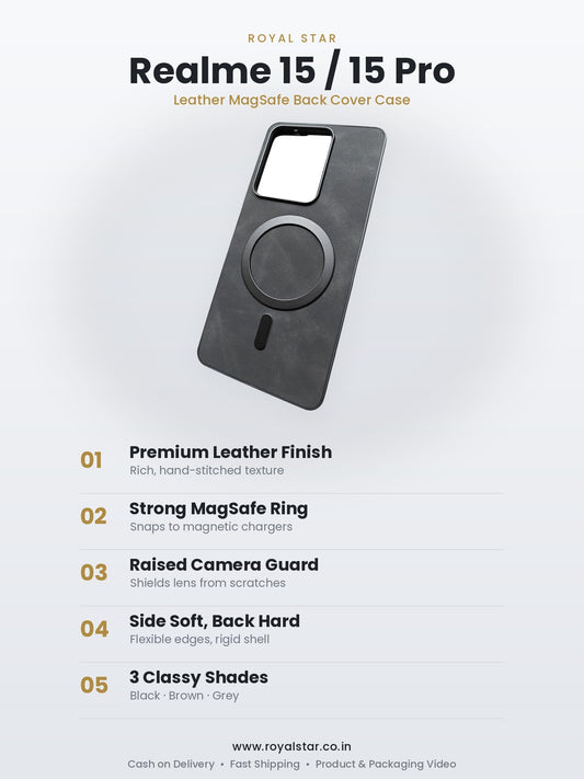 Realme 15 Leather MagSafe Case features - Royal Star