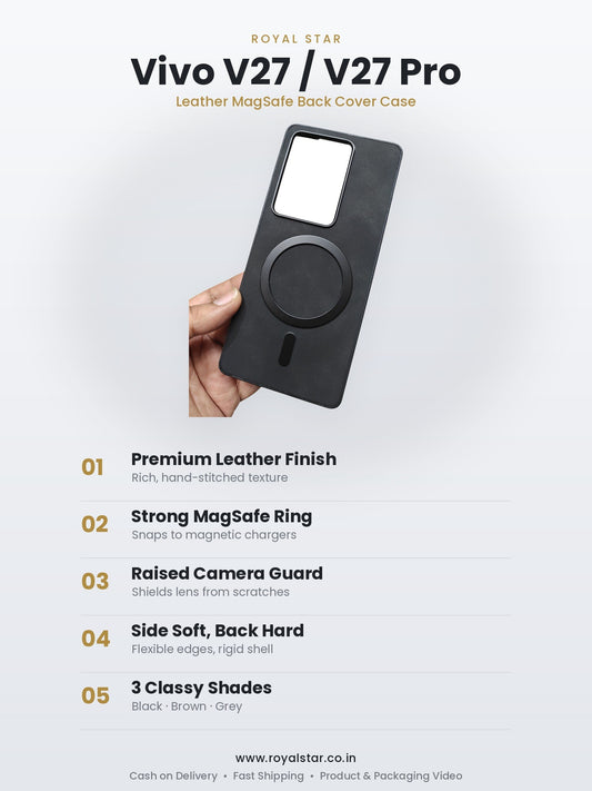 Vivo V27 Leather MagSafe Case features - Royal Star