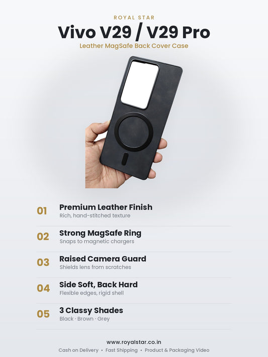 Vivo V29 Leather MagSafe Case features - Royal Star