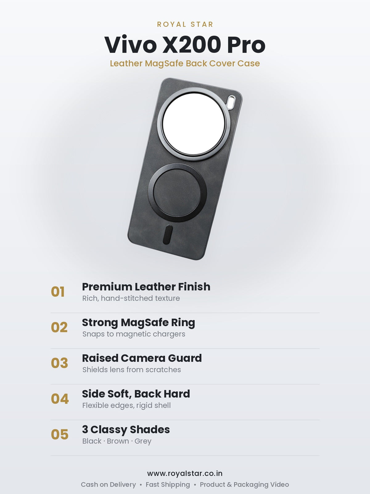 Vivo X200 Pro Leather MagSafe Case features - Royal Star