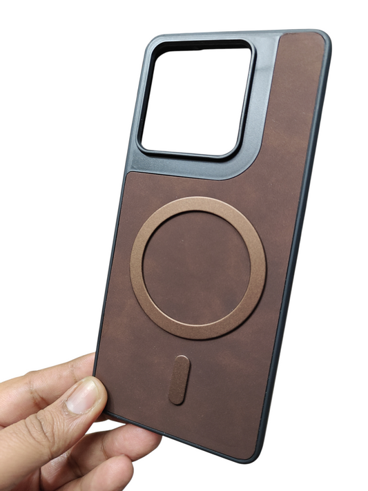 Motorola Moto Edge 60 Fusion / Moto Edge 60 / Edge 60S 5G Magsafe Premium Quality Leather ( Side Soft, Back Hard ) Back Cover Case