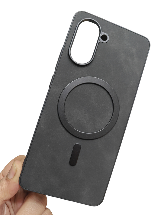 OnePlus Nord CE5 / Nord CE 5 5G Magsafe Premium Quality Leather ( Side Soft, Back Hard ) Back Cover Case