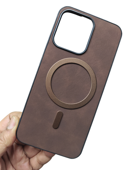 Oppo Reno 14 Pro 5G Magsafe Premium Quality Leather ( Side Soft, Back Hard ) Back Cover Case - Royal Star