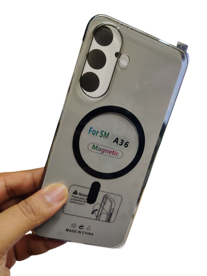 Samsung Galaxy A36 5G Anti Yellow Premium Quality Magsafe Crystal Clear Hard Plastic Back Cover Case - Royal Star