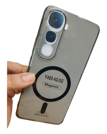 Vivo Y400 4G / 5G Anti Yellow Premium Quality Magsafe Crystal Clear Hard Plastic Back Cover Case