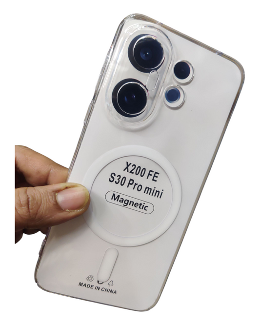 Vivo X200 FE 5G Premium Quality Magsafe Crystal Clear Hard Plastic Back Cover Case