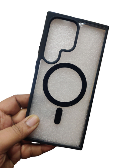 Samsung Galaxy S24 Ultra Premium Quality Magsafe Back Hard Plastic+ Side Soft Back Cover Case - Royal Star