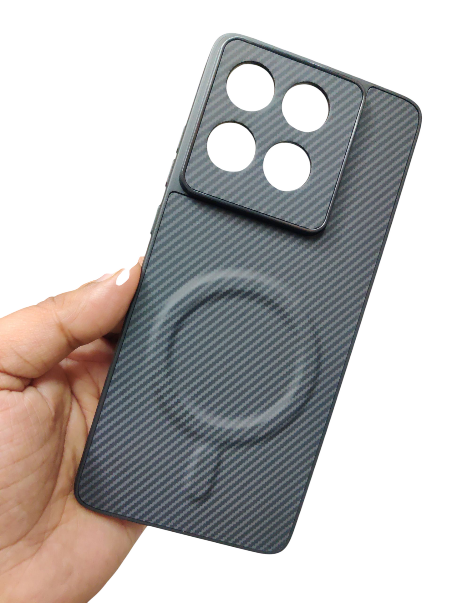 Motorola Moto Edge 60 Pro Premium Quality Carbon Leather Magsafe Hard Back Cover Case - Royal Star