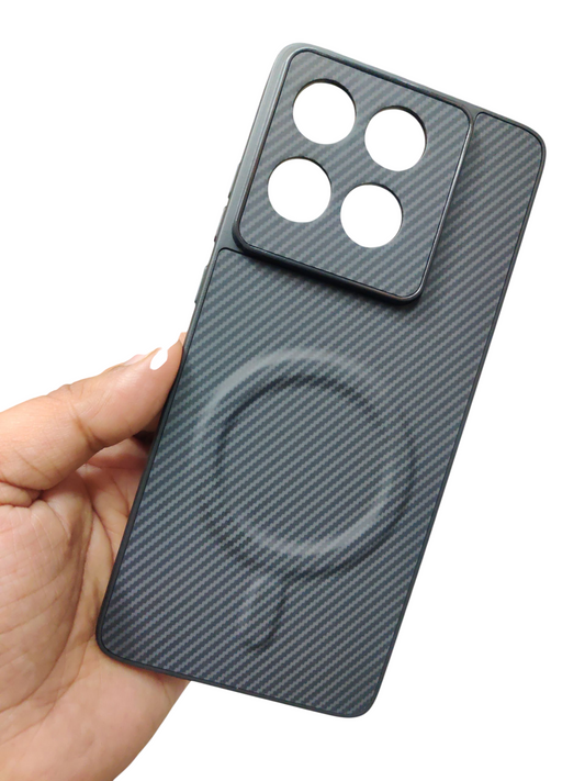 Motorola Moto Edge 60 Pro Premium Quality Carbon Leather Magsafe Hard Back Cover Case