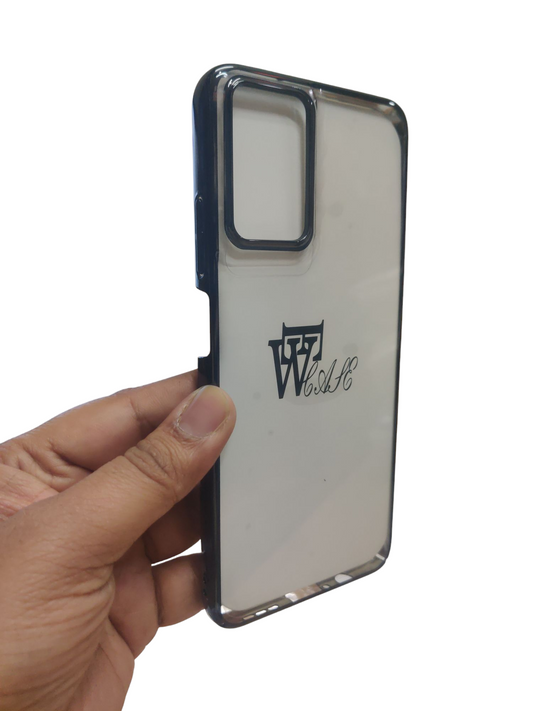 Motorola Moto G35 Premium Quality Hard Plastic Transparent Side Chrome Back Cover Case