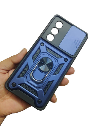 Premium Quality Tough Armor Sliding Camera Shield Cover & Ring Holder Stand Back Cover Case For OnePlus Nord Ce4 / Ce 4 5G - Royal Star