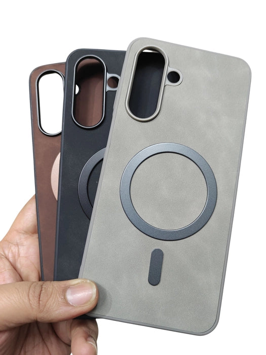 Samsung galaxy M56 / F56 5G Magsafe Premium Quality Leather ( Side Soft, Back Hard ) Back Cover Case - Royal Star