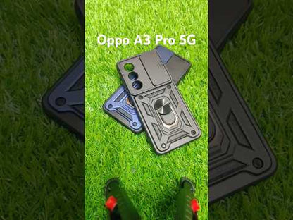 Premium Quality Tough Armor Sliding Camera Shield Cover & Ring Holder Stand Back Cover Case For Oppo A3 Pro 5G