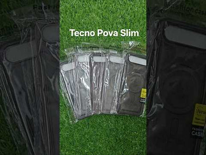 Tecno Pova Slim (5G) Magsafe Premium Quality Leather ( Side Soft, Back Hard ) Back Cover Case
