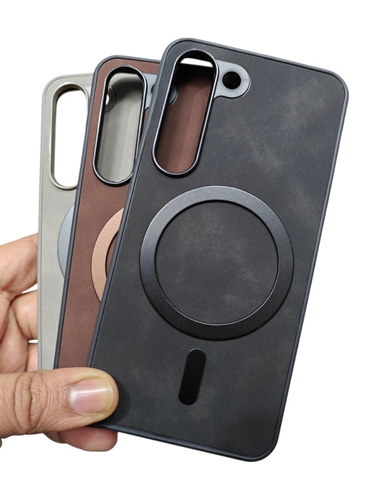 Samsung Galaxy S23 5G Magsafe Premium Quality Leather ( Side Soft, Back Hard ) Back Cover Case